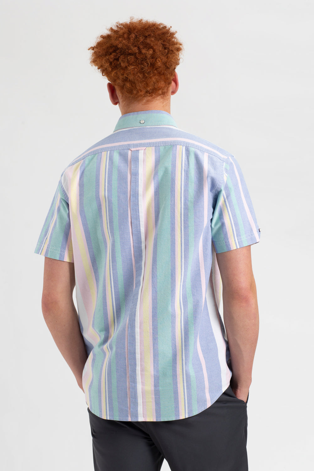 Ben Sherman Short Sleeve Brighton Oxford Organic Stripe Hemd Mehrfarbig | 93508GRNH