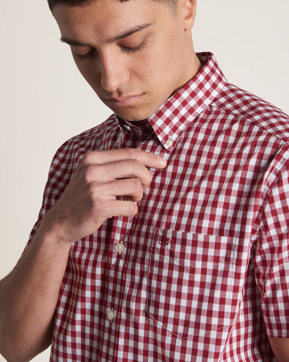 Ben Sherman Short Sleeve House Poplin Gingham Hemd Bordeaux | 40127SWQK