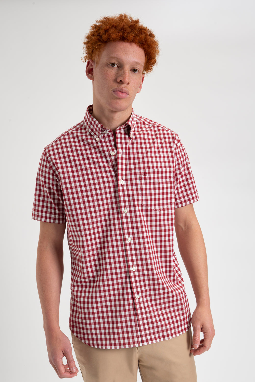 Ben Sherman Short Sleeve House Poplin Gingham Hemd Bordeaux | 40127SWQK