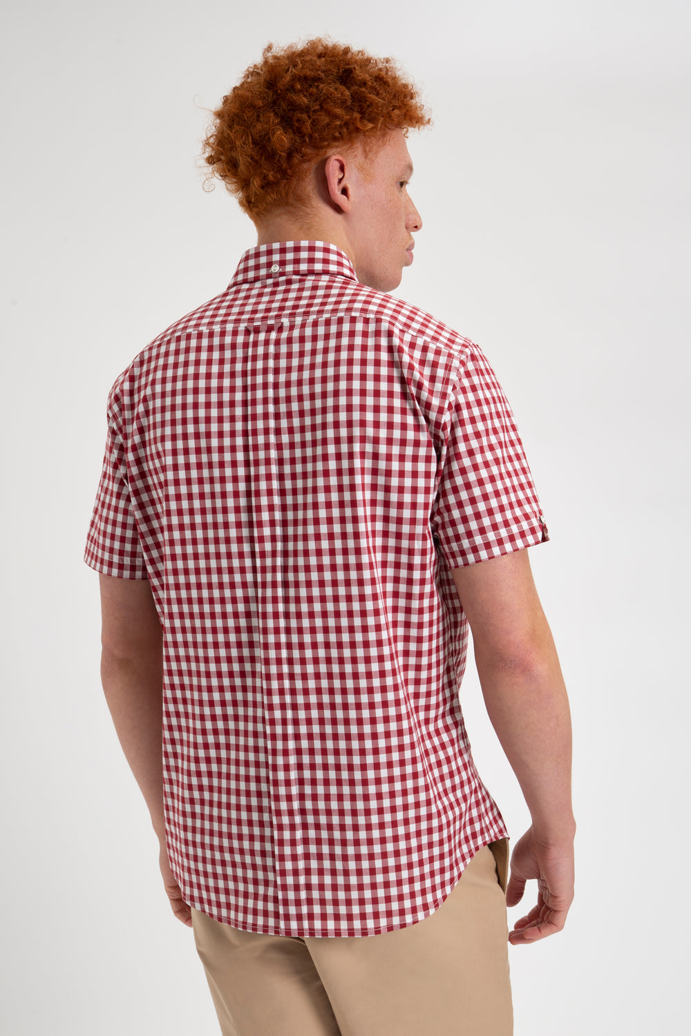 Ben Sherman Short Sleeve House Poplin Gingham Hemd Bordeaux | 40127SWQK