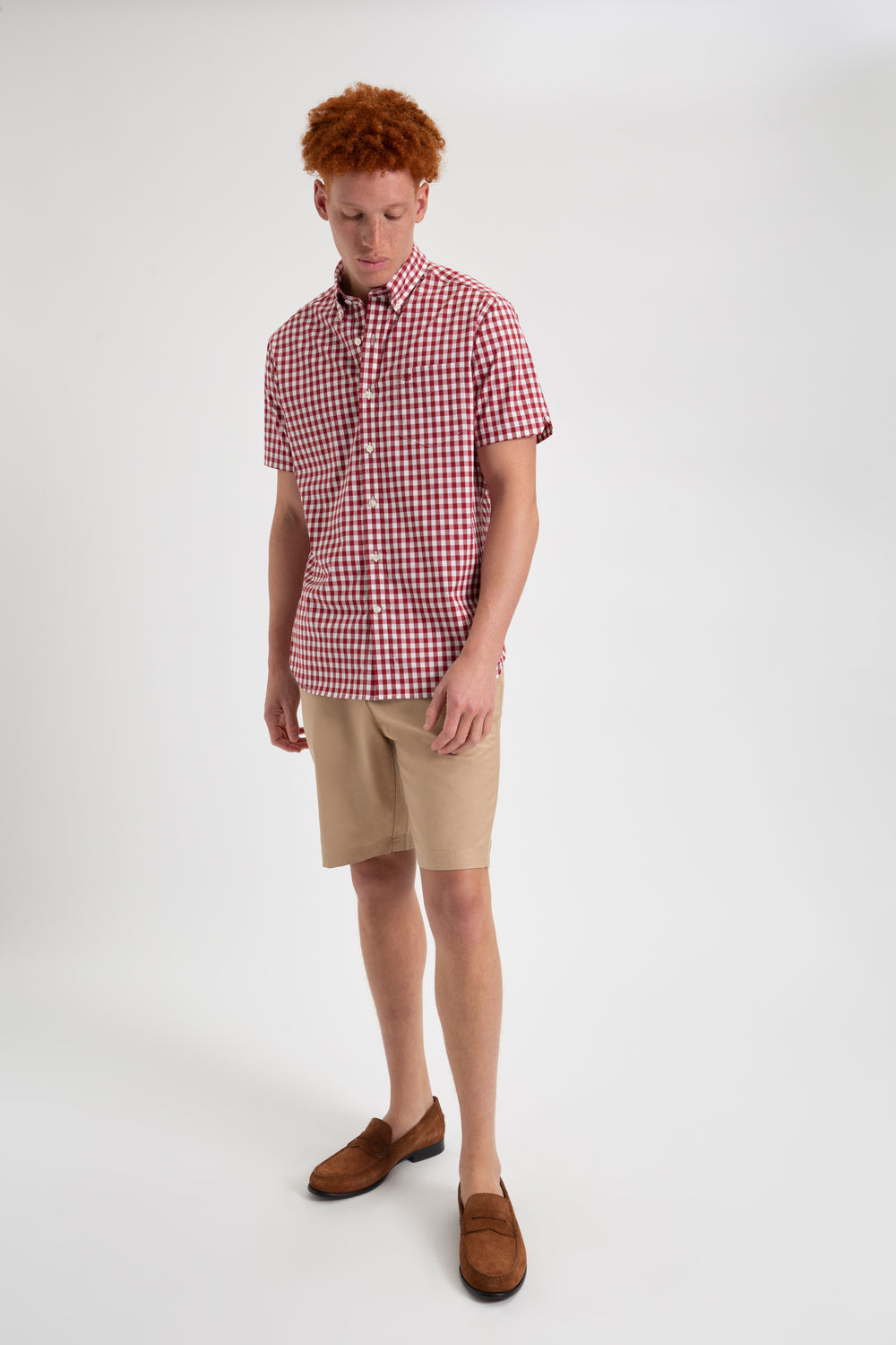 Ben Sherman Short Sleeve House Poplin Gingham Hemd Bordeaux | 40127SWQK