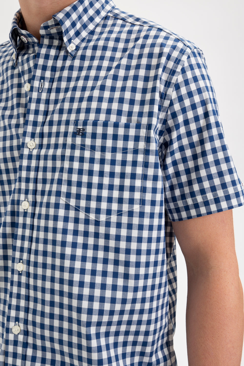 Ben Sherman Short Sleeve House Poplin Gingham Hemd Navy Olivgrün | 46938TIHL