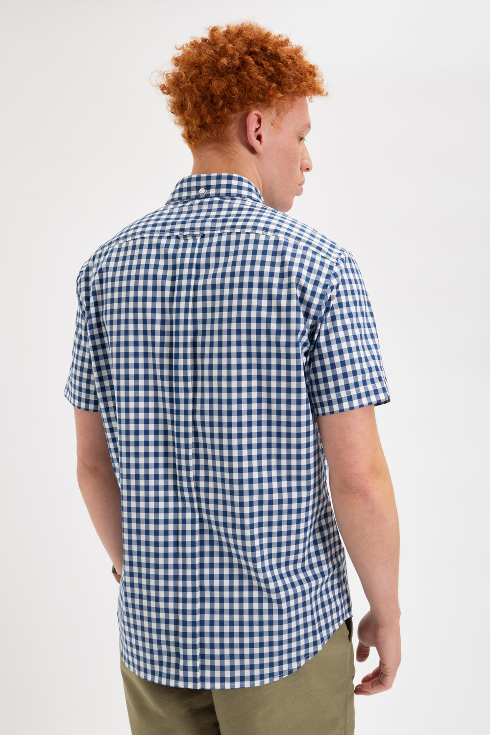 Ben Sherman Short Sleeve House Poplin Gingham Hemd Navy Olivgrün | 46938TIHL