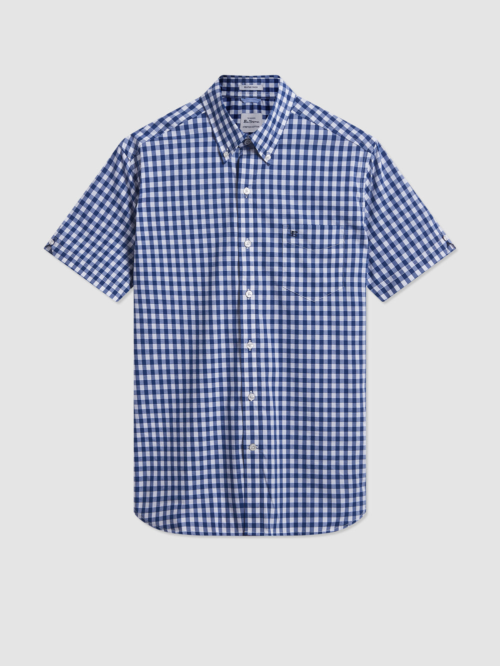 Ben Sherman Short Sleeve House Poplin Gingham Hemd Navy Olivgrün | 46938TIHL