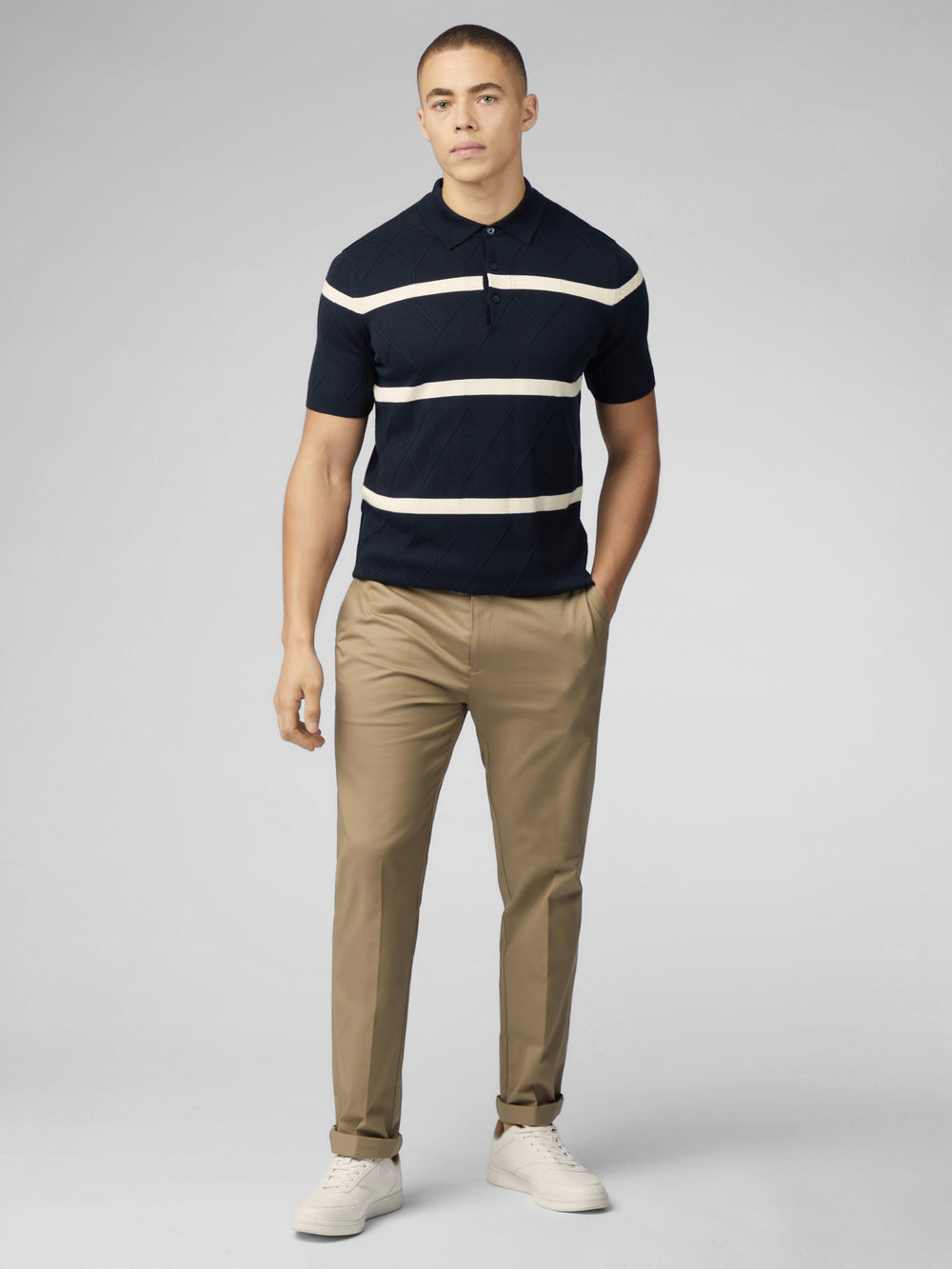 Ben Sherman Signature Argyle Stripe Polo Strickwaren Navy | 26351VGXF