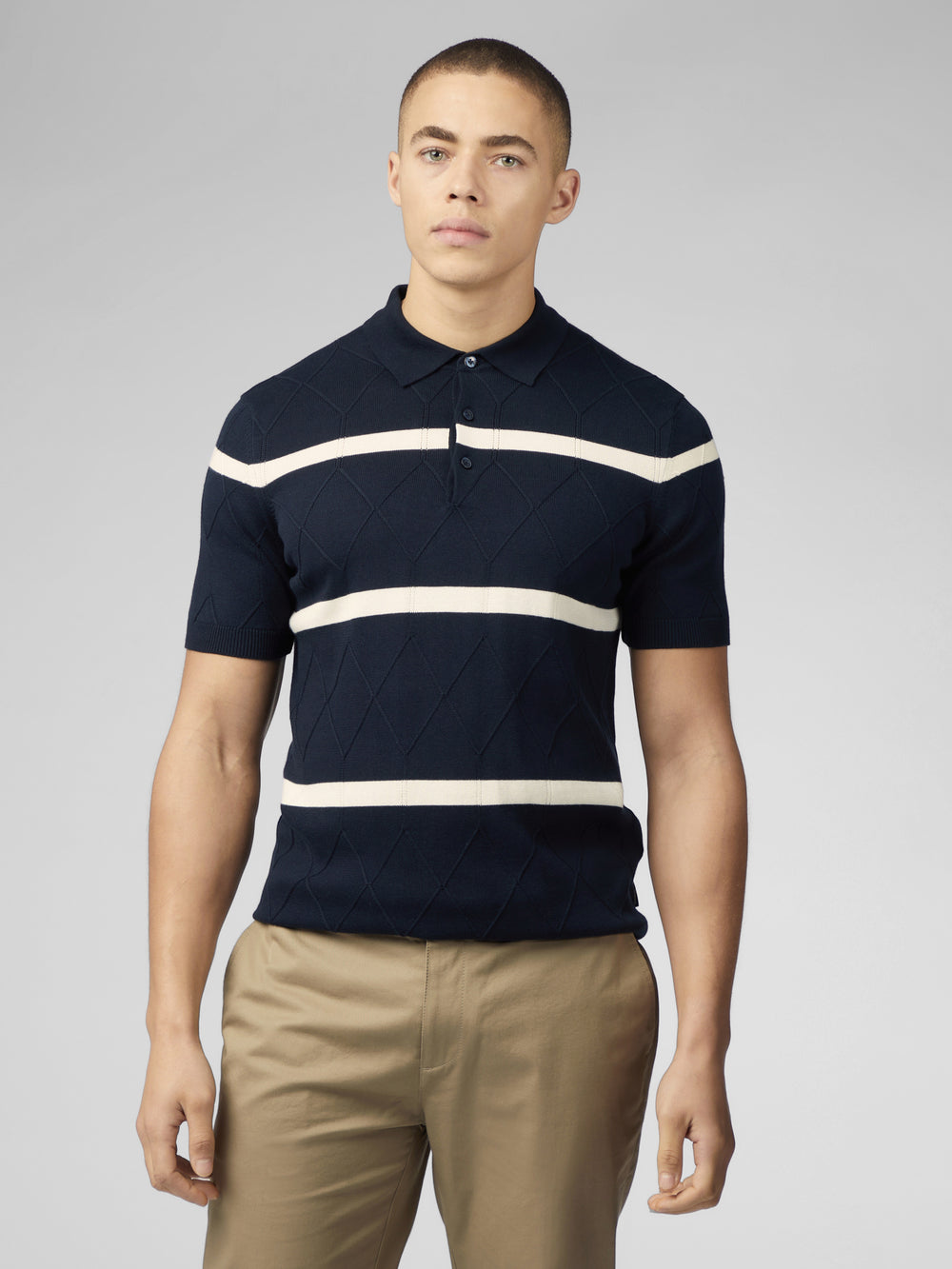 Ben Sherman Signature Argyle Stripe Polo Strickwaren Navy | 26351VGXF