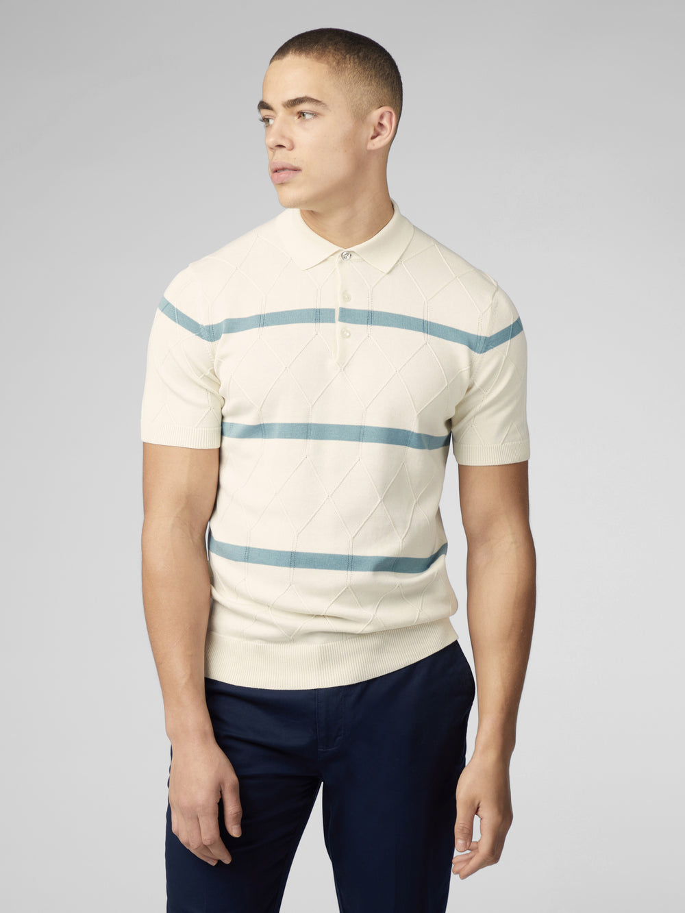 Ben Sherman Signature Argyle Stripe Polo Strickwaren Weiß | 38014NQTW