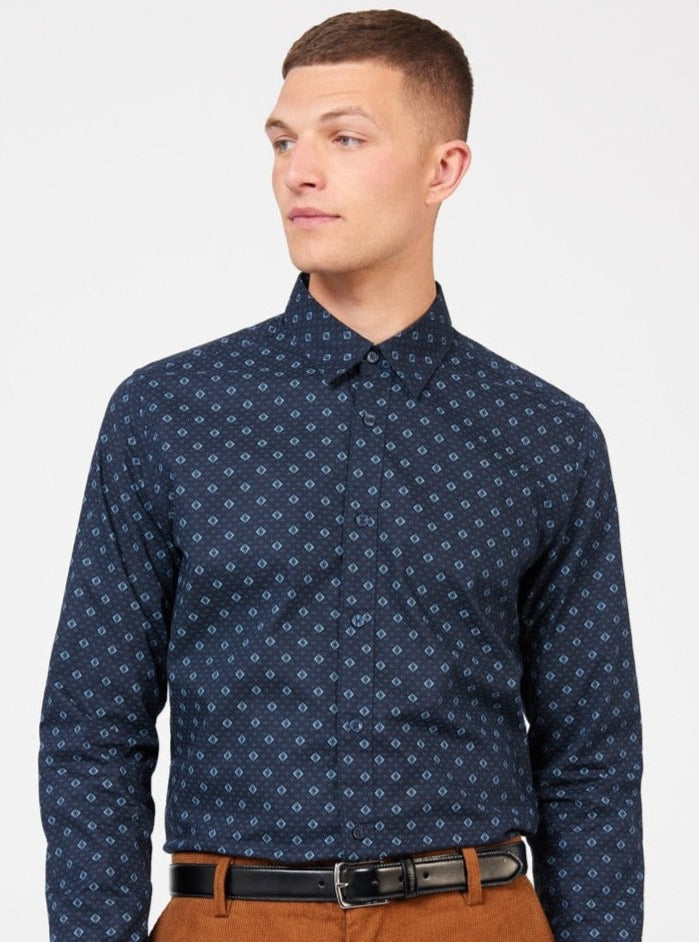 Ben Sherman Signature Geo Hemd Blau | 74160LJUB