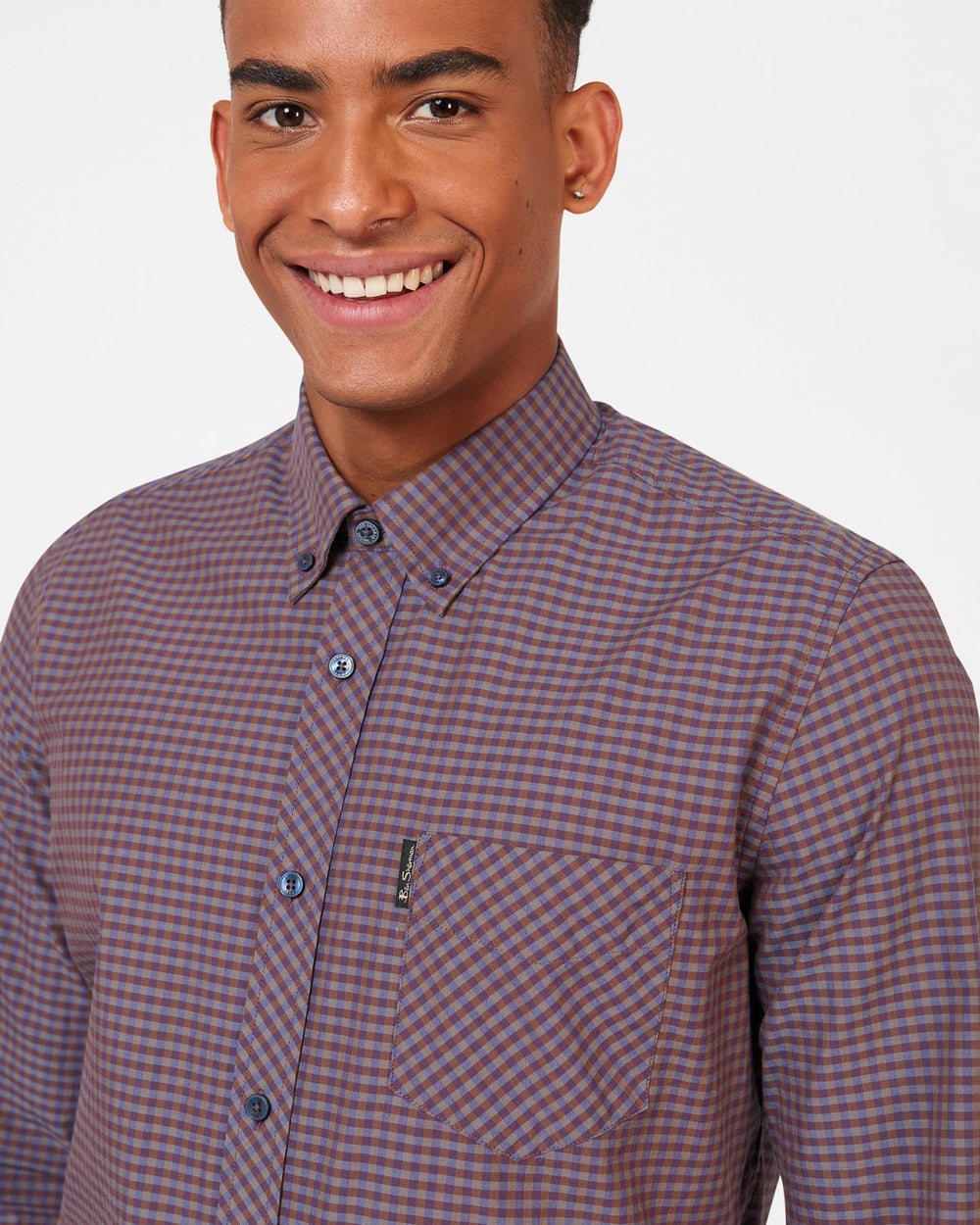 Ben Sherman Signature Gingham Long-Sleeve Hemd Lila | 54320GMOH