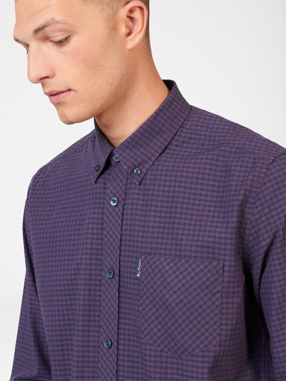 Ben Sherman Signature Gingham Long-Sleeve Hemd Lila | 38649GLVQ