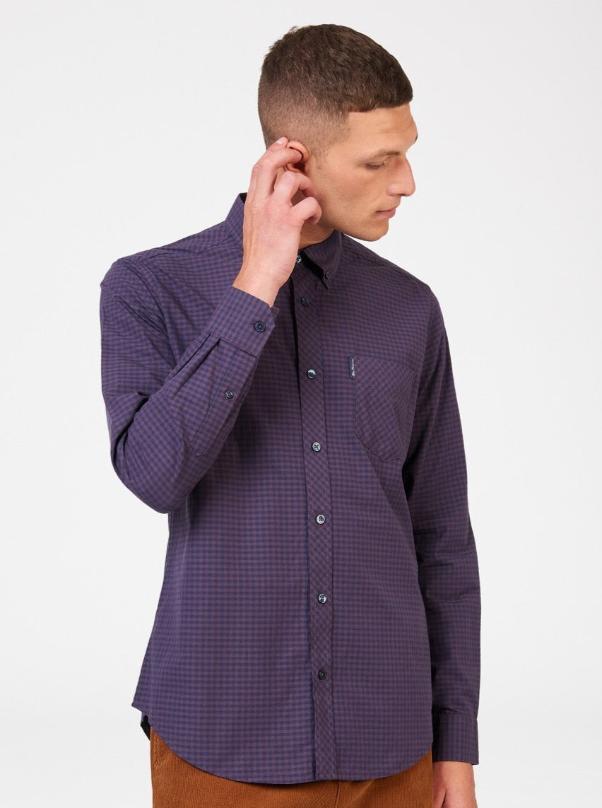 Ben Sherman Signature Gingham Long-Sleeve Hemd Lila | 38649GLVQ