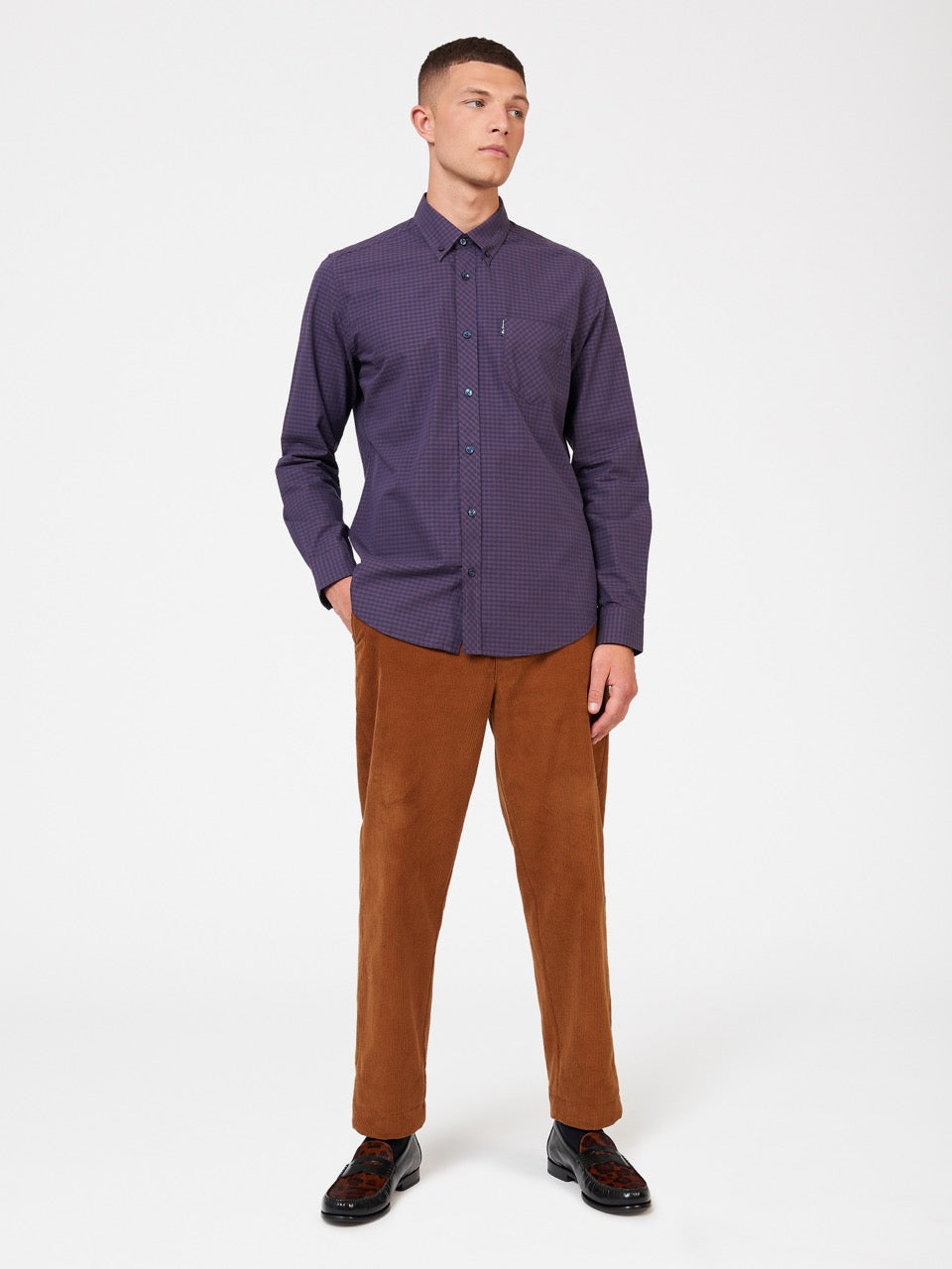 Ben Sherman Signature Gingham Long-Sleeve Hemd Lila | 38649GLVQ