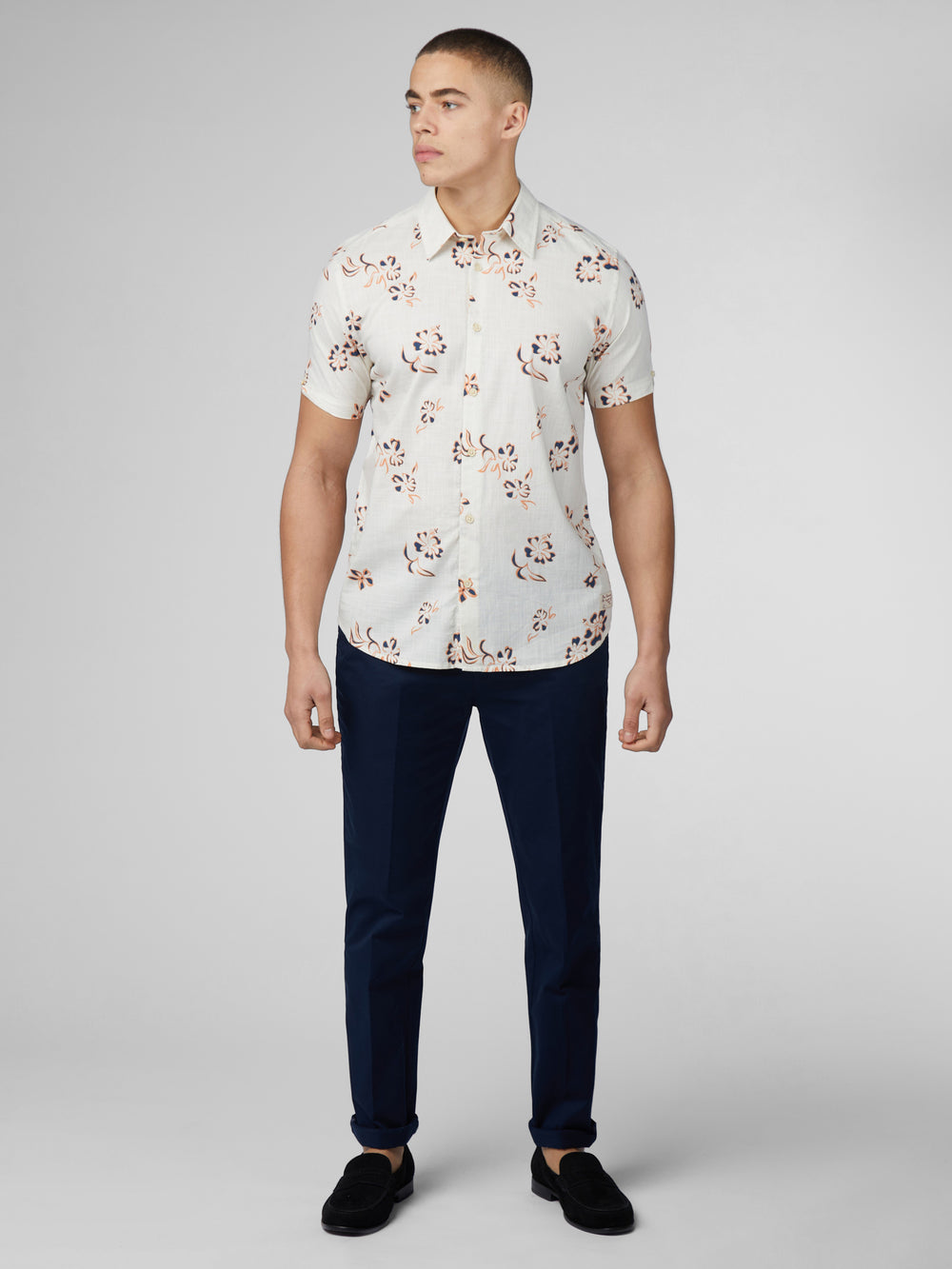 Ben Sherman Signature Linear Floral Hemd Weiß | 87019NCZU