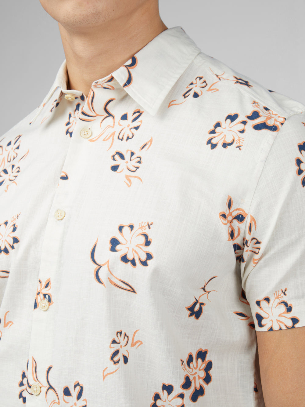 Ben Sherman Signature Linear Floral Hemd Weiß | 87019NCZU