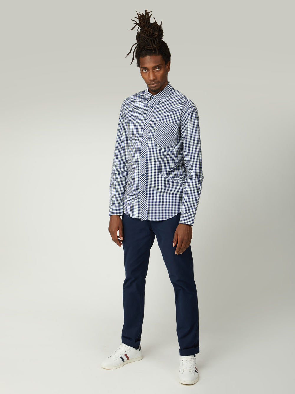 Ben Sherman Signature Long-Sleeve Gingham Hemd Dunkelblau | 37540ETPK