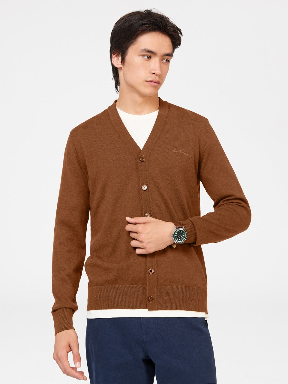 Ben Sherman Signature Merino Cardigan Strickwaren Braun | 40315UKHO