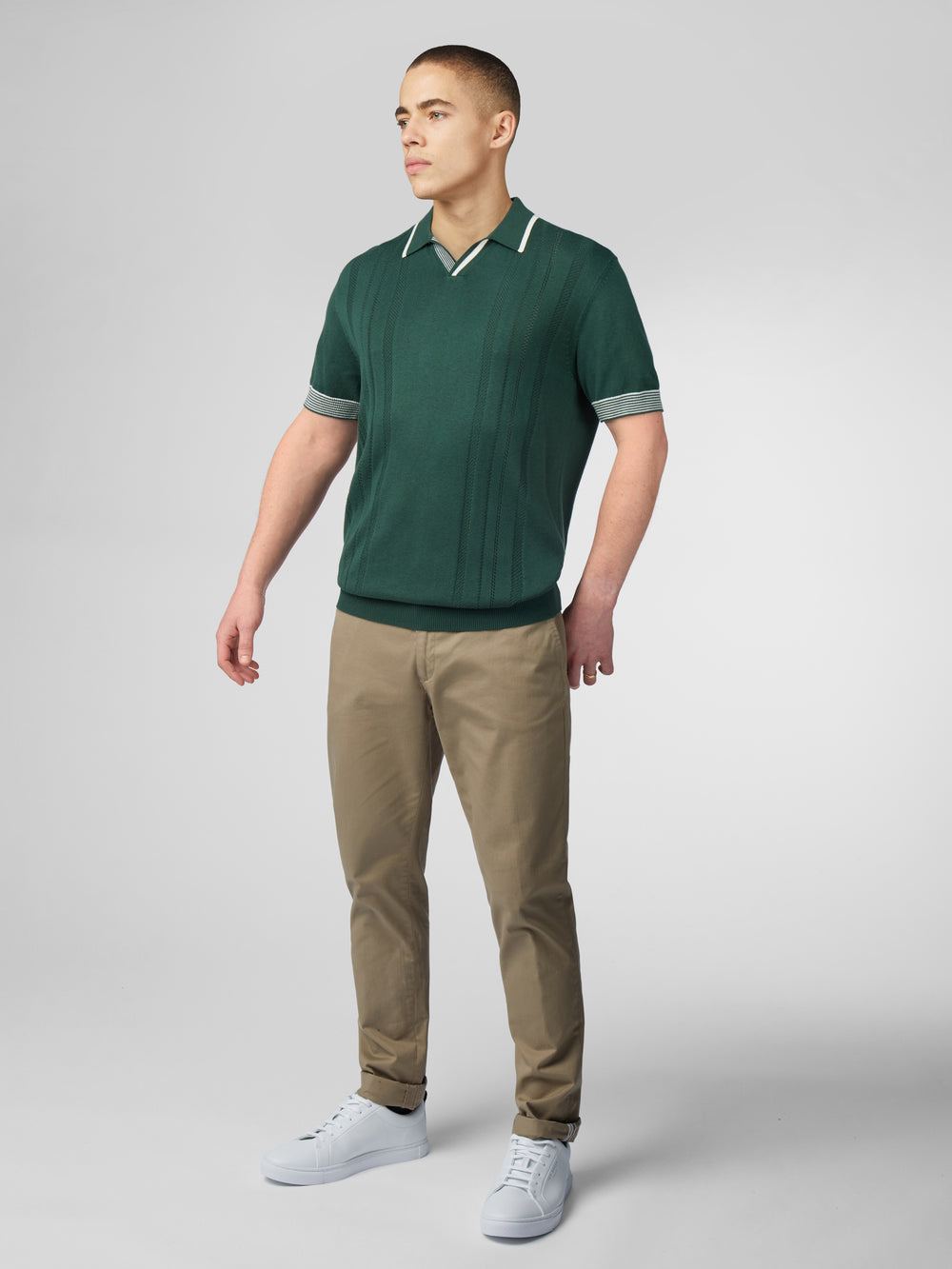 Ben Sherman Signature Open Neck Polo Strickwaren Grün | 94765BRNT