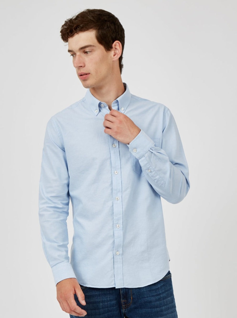 Ben Sherman Signature Organic Long-Sleeve Oxford Hemd Blau | 26478HBWS