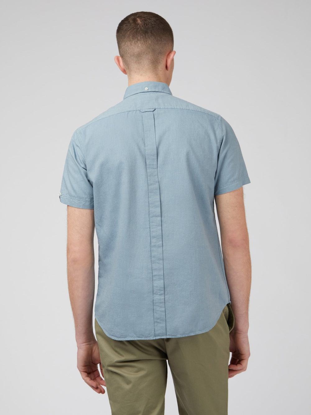 Ben Sherman Signature Organic Short-Sleeve Oxford Shadow Hemd Blau Grau | 81672MEHZ