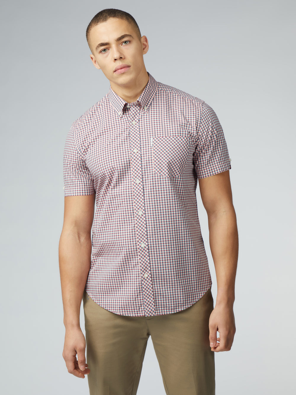 Ben Sherman Signature Short Sleeve Gingham Hemd Rot Weiß | 27403XGAN