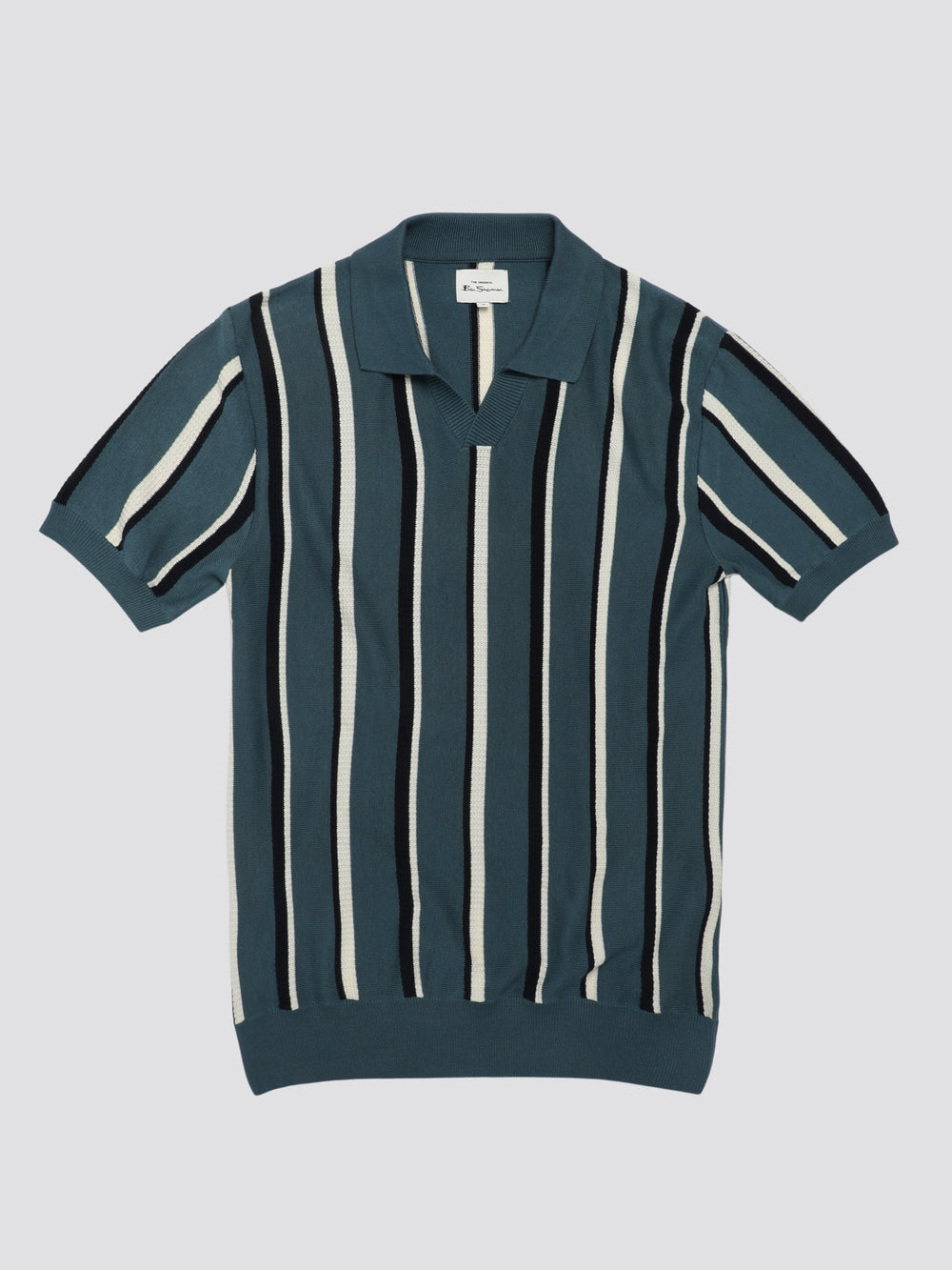 Ben Sherman Signature Vertical Stripe Open Neck Polo Strickwaren Türkis | 67052SHBF