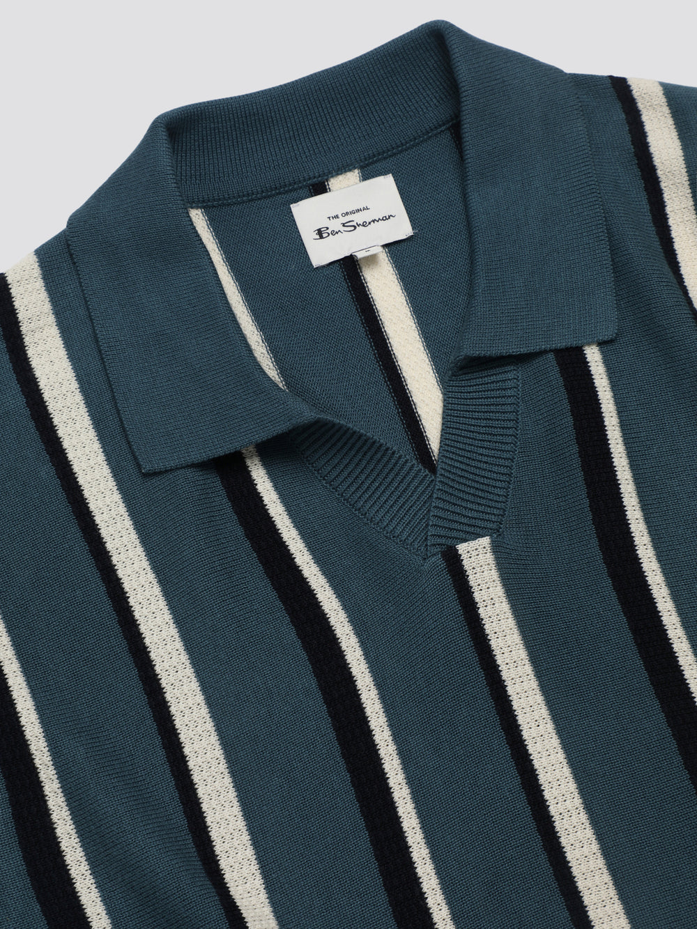 Ben Sherman Signature Vertical Stripe Open Neck Polo Strickwaren Türkis | 67052SHBF