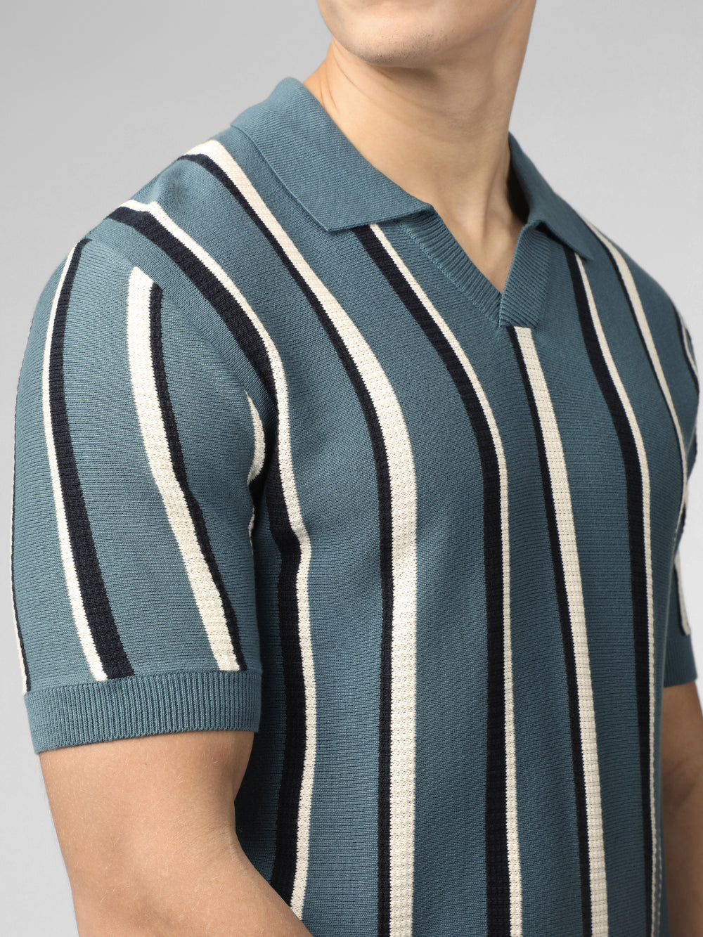 Ben Sherman Signature Vertical Stripe Open Neck Polo Strickwaren Türkis | 67052SHBF