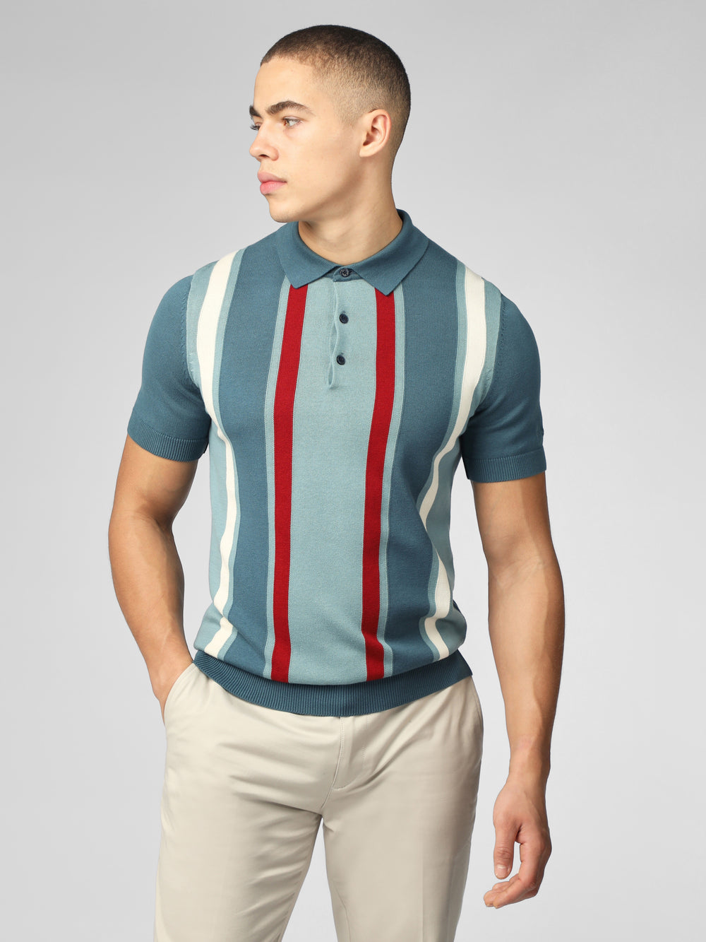 Ben Sherman Signature Vertical Stripe Polo Strickwaren Türkis | 35209EDAO