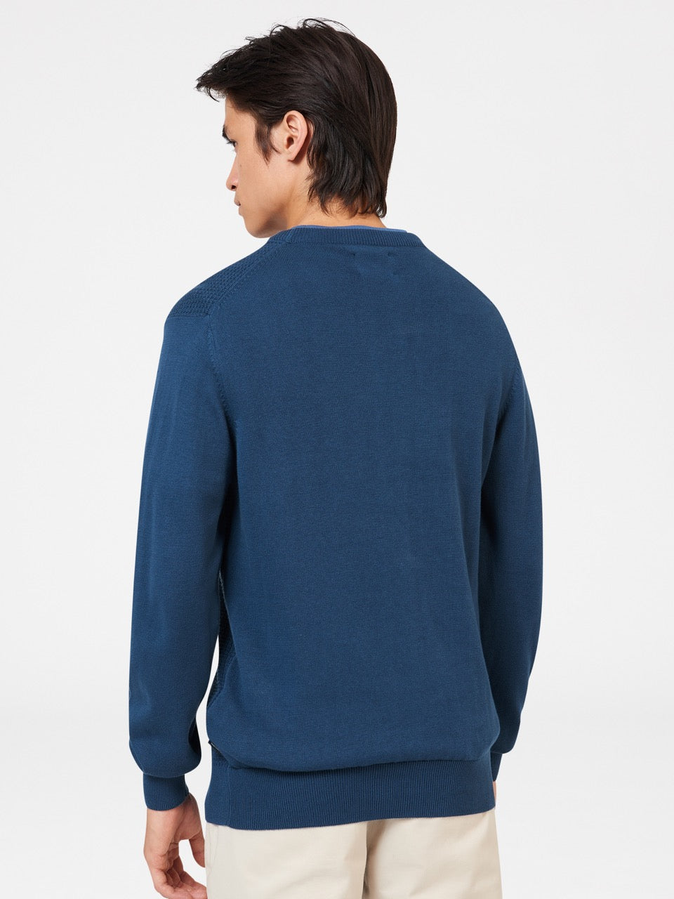 Ben Sherman Textured Crewneck Strickwaren Indigo | 47216VCRW