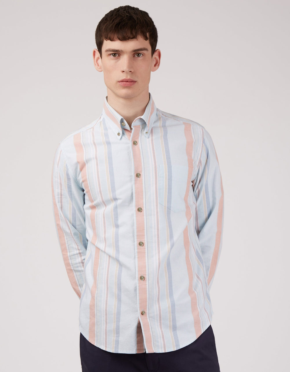 Ben Sherman The Oxford Ivy Stripe Long-Sleeve Hemd Blau | 93485WJAI