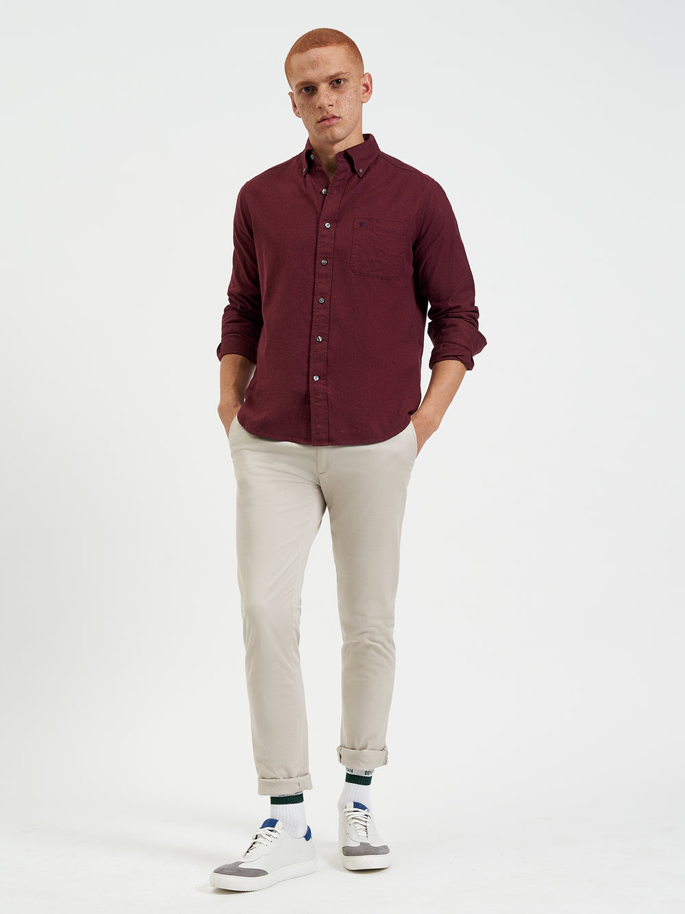 Ben Sherman Uniform Flannel Hemd Bordeaux Navy Beige | 05194LEHT