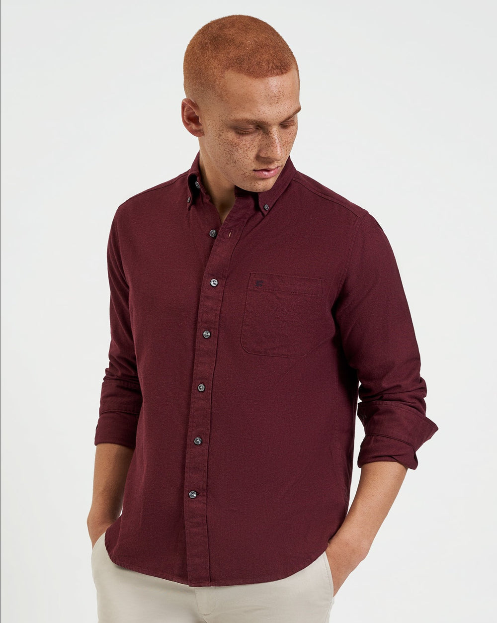 Ben Sherman Uniform Flannel Hemd Bordeaux Navy Beige | 05194LEHT