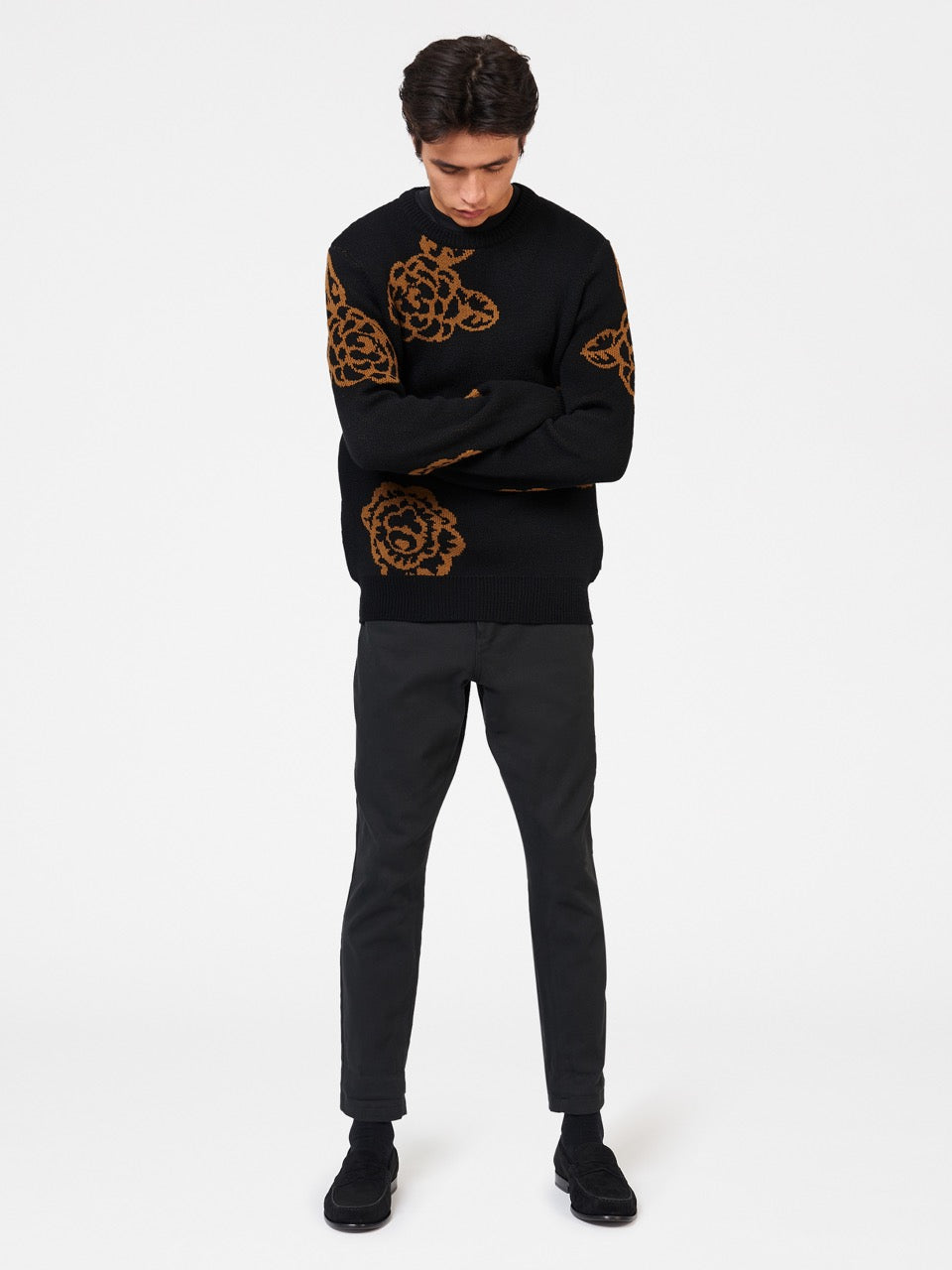 Ben Sherman Winter Floral Strickwaren Schwarz | 93814PWLY